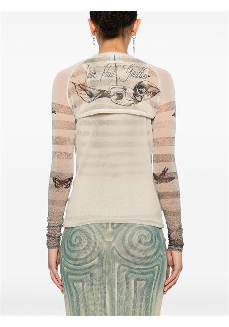 sleeves printed tattoo mariniere woman ecru JEAN PAUL GAULTIER | 25/34-F-TO276-T585030030